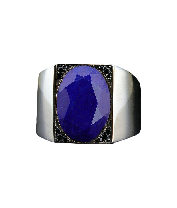 Men's Sapphire Ring in Sterling Silver