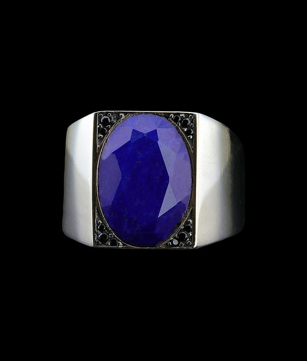 Men's Sapphire Ring in Sterling Silver