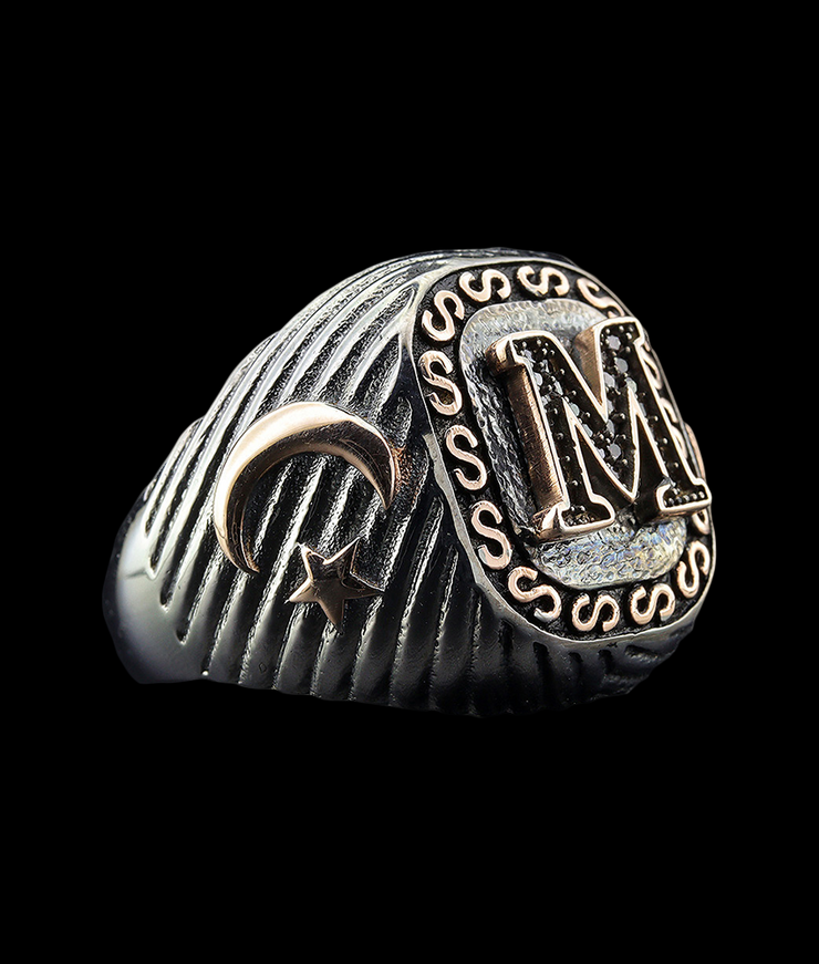 Men's Sterling Silver Initial Ring