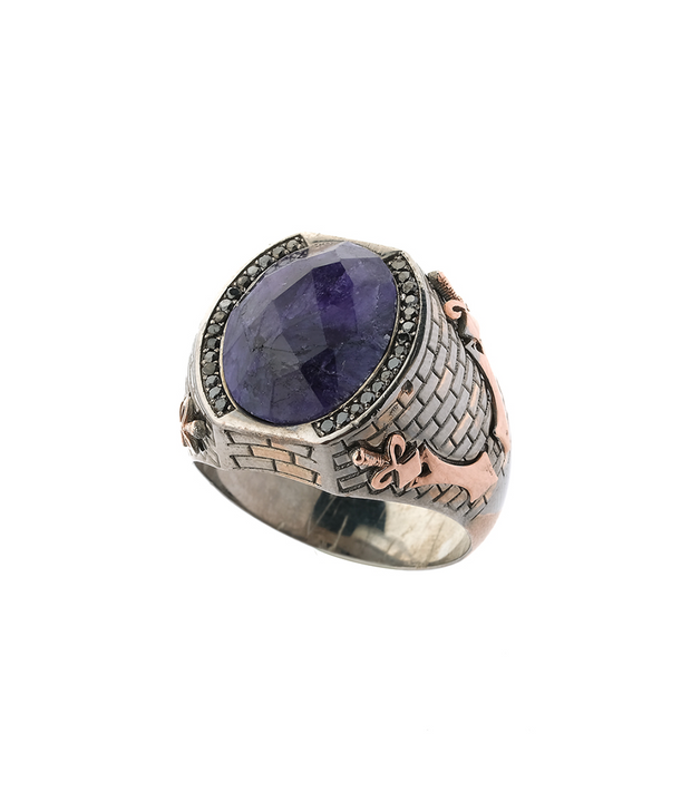 Men's Root Sapphire Ring in Sterling Silver