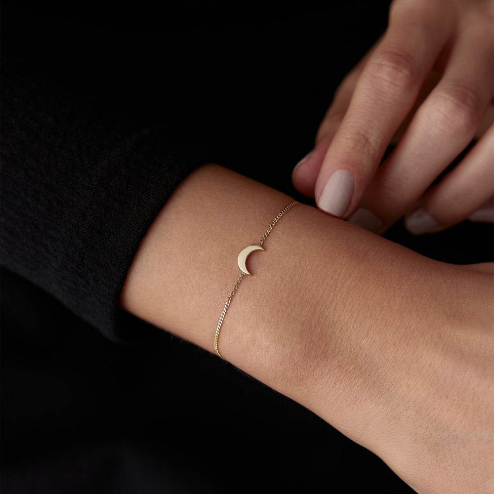 14k Gold Half Moon Bracelet, 14k Solid Gold Bracelet, Gold Bracelet for women, Solid Gold Bracelet