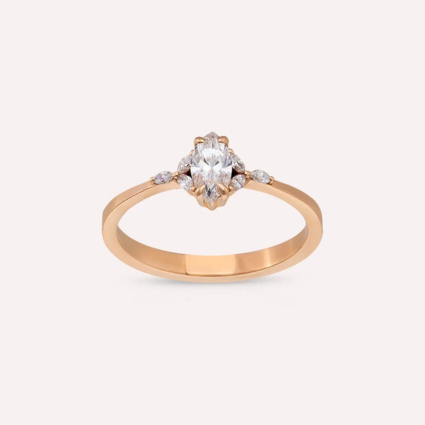 Lucia 0.42 CT Marquise Cut Diamond Stone Rose Gold Ring