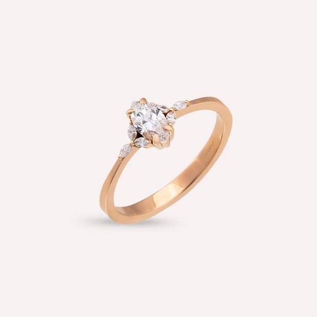 Lucia 0.42 CT Marquise Cut Diamond Stone Rose Gold Ring