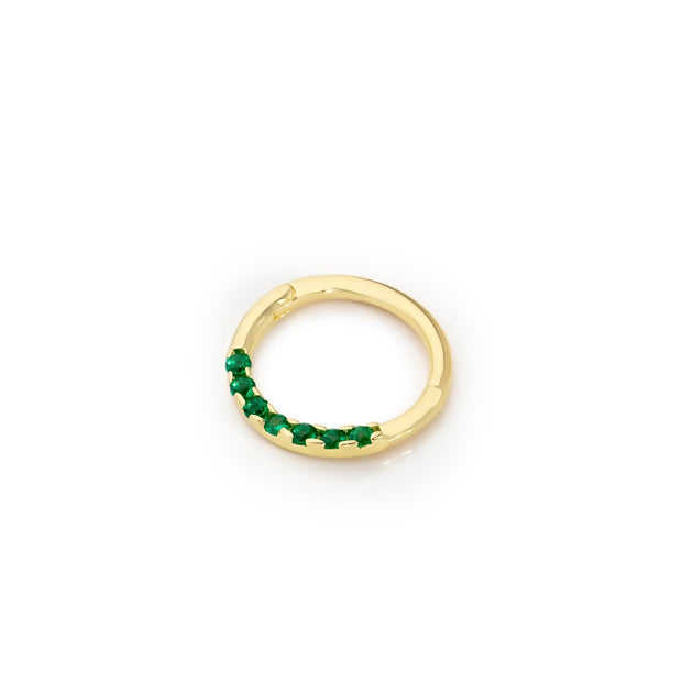 14k Gold Embedded Green Stone Helix Piercing