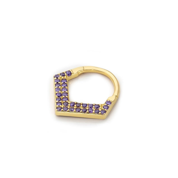 14k Gold Purple Stone Helix Piercing