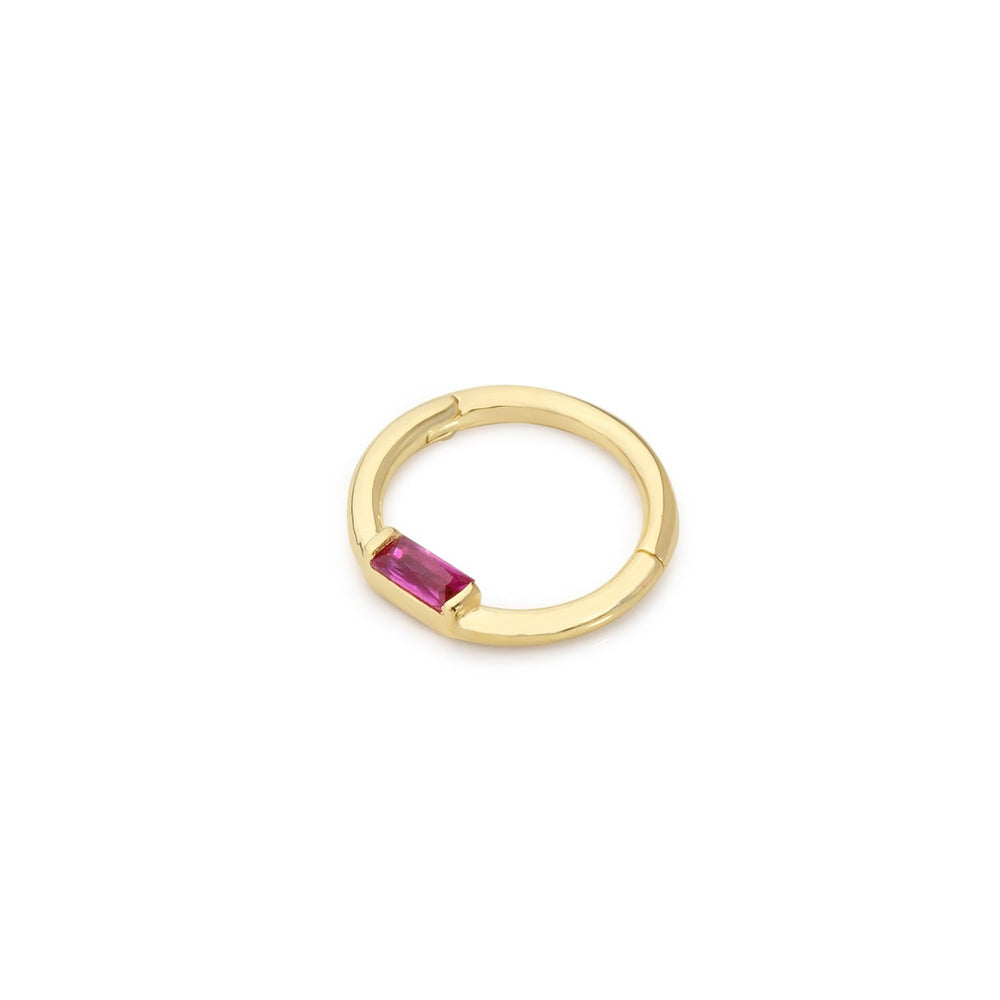 14k Gold Pink Baguette Helix Piercing