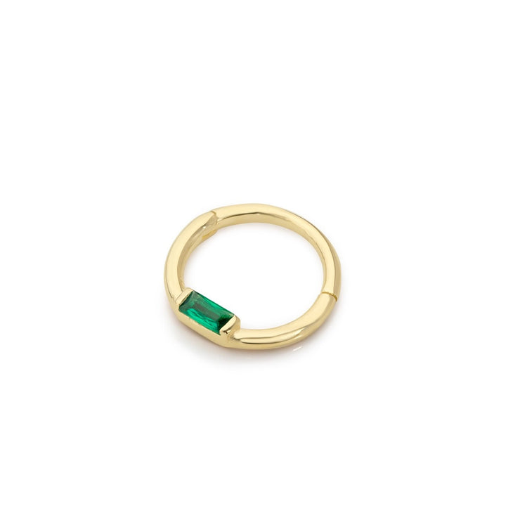 14k Gold Green Baguette Helix Piercing