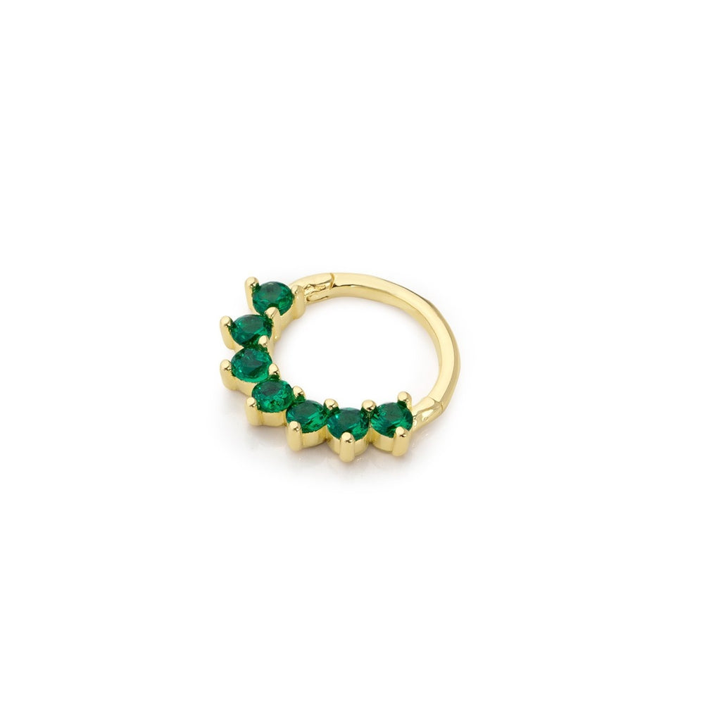 14k Gold Green Seven Stone Helix Piercing