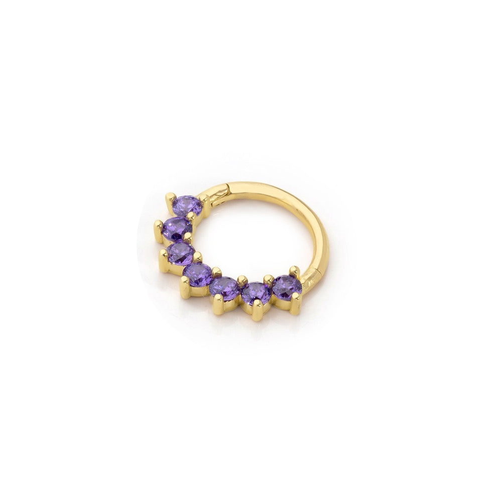 14k Gold Purple Seven Stone Helix Piercing