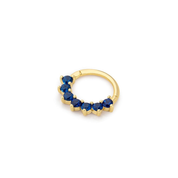 14k Gold Dark Blue Seven Stone Helix Piercing