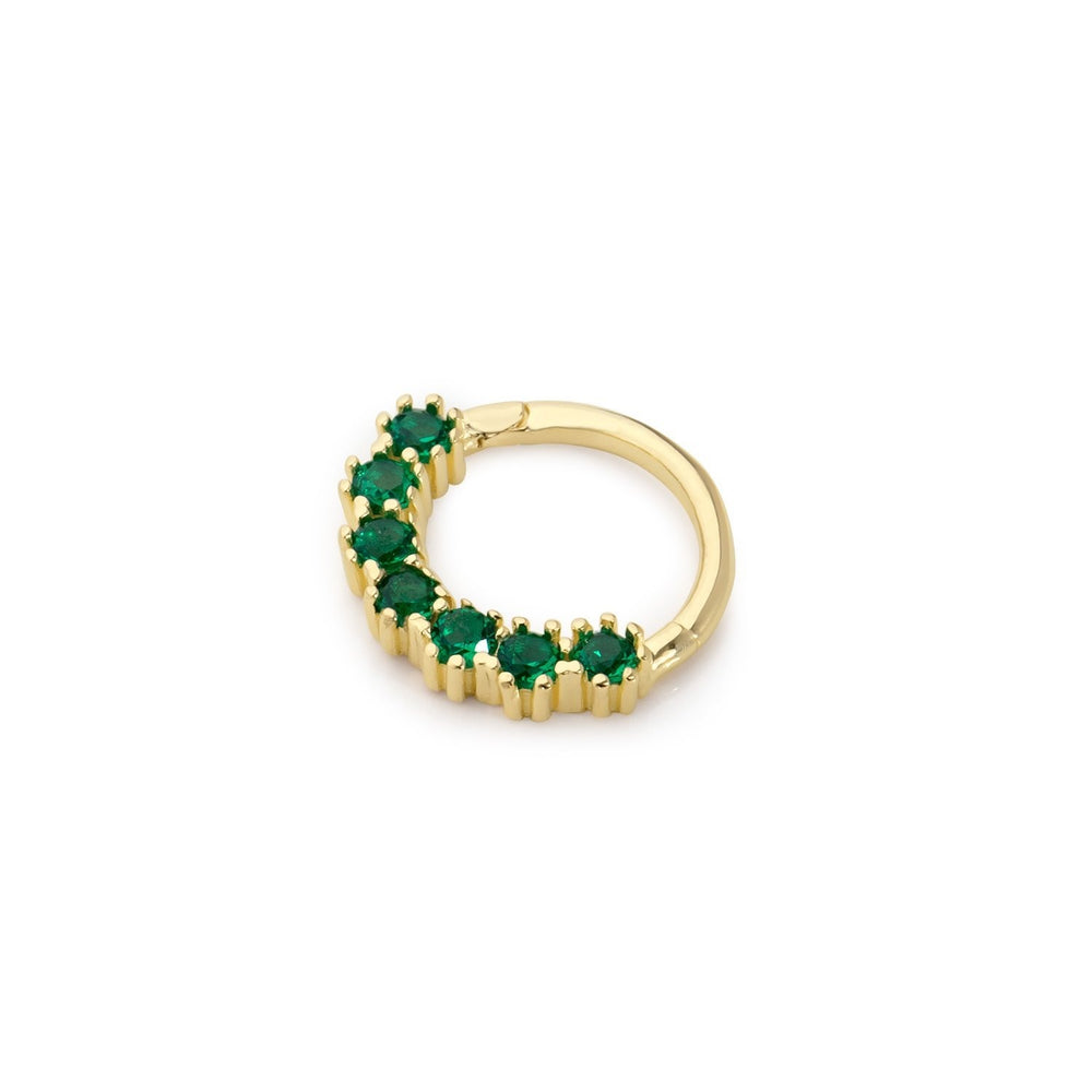 14k Gold Green Row Stone Helix Piercing