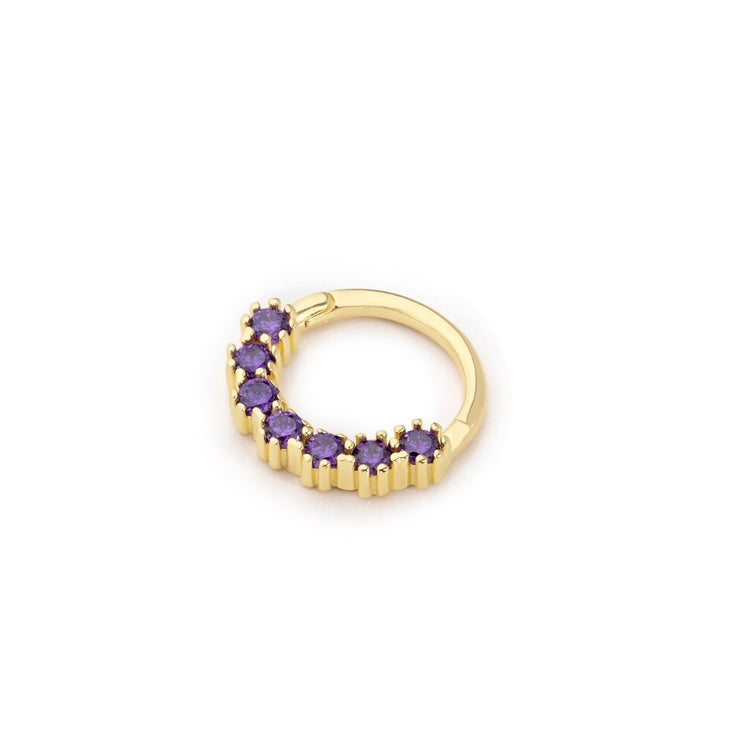 14k Gold Purple Row Stone Helix Piercing