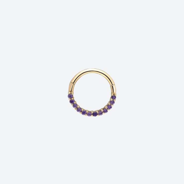 14k Gold Twelve Purple Stone Helix Piercing