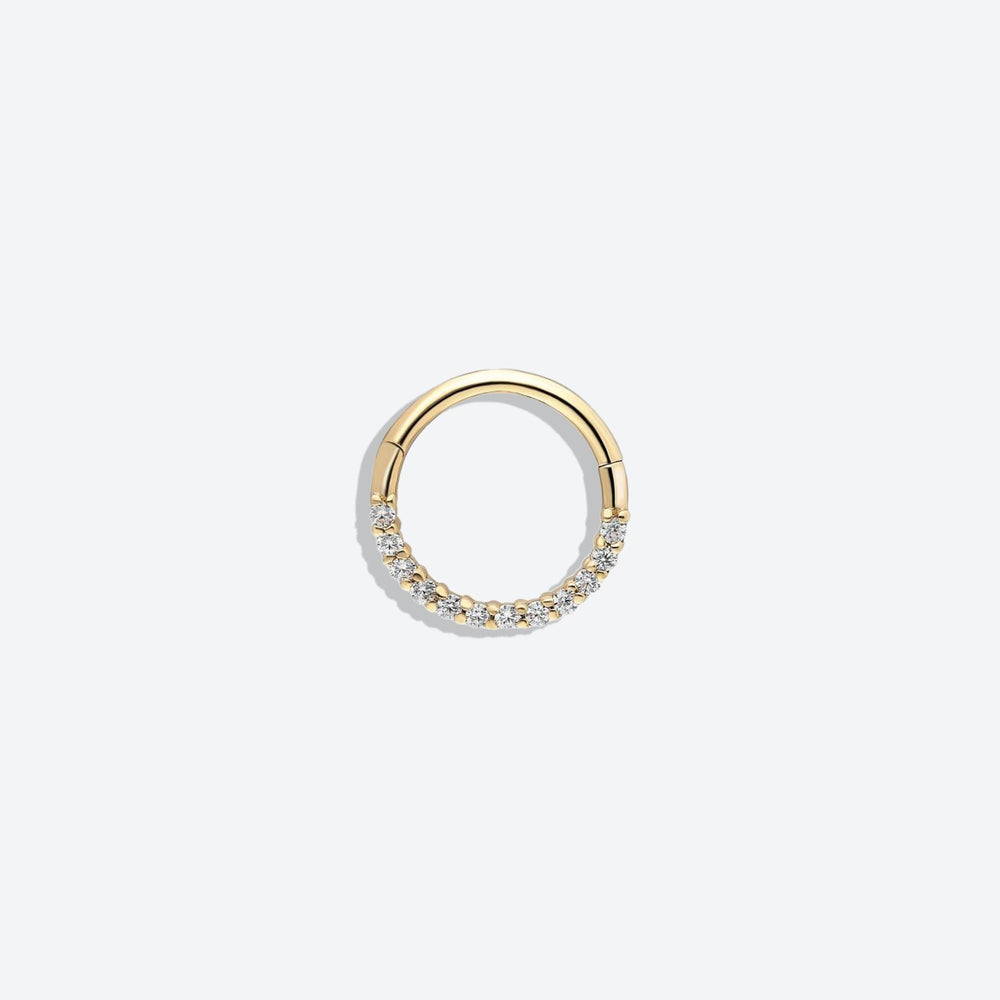 14k Gold Twelve White Stone Helix Piercing