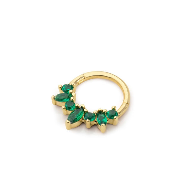 14k Gold Green Maria Helix Piercing