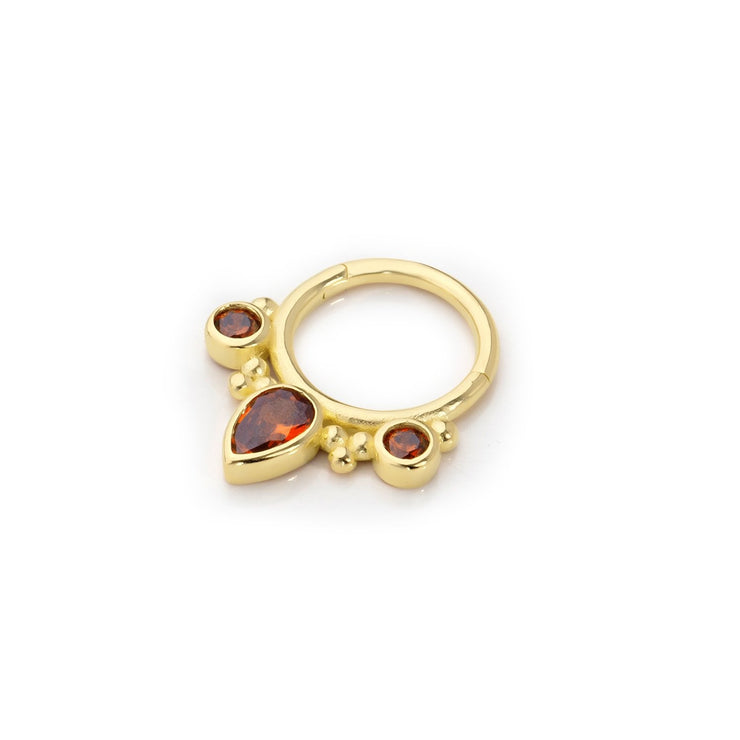 14k Gold Red Stella Helix Piercing