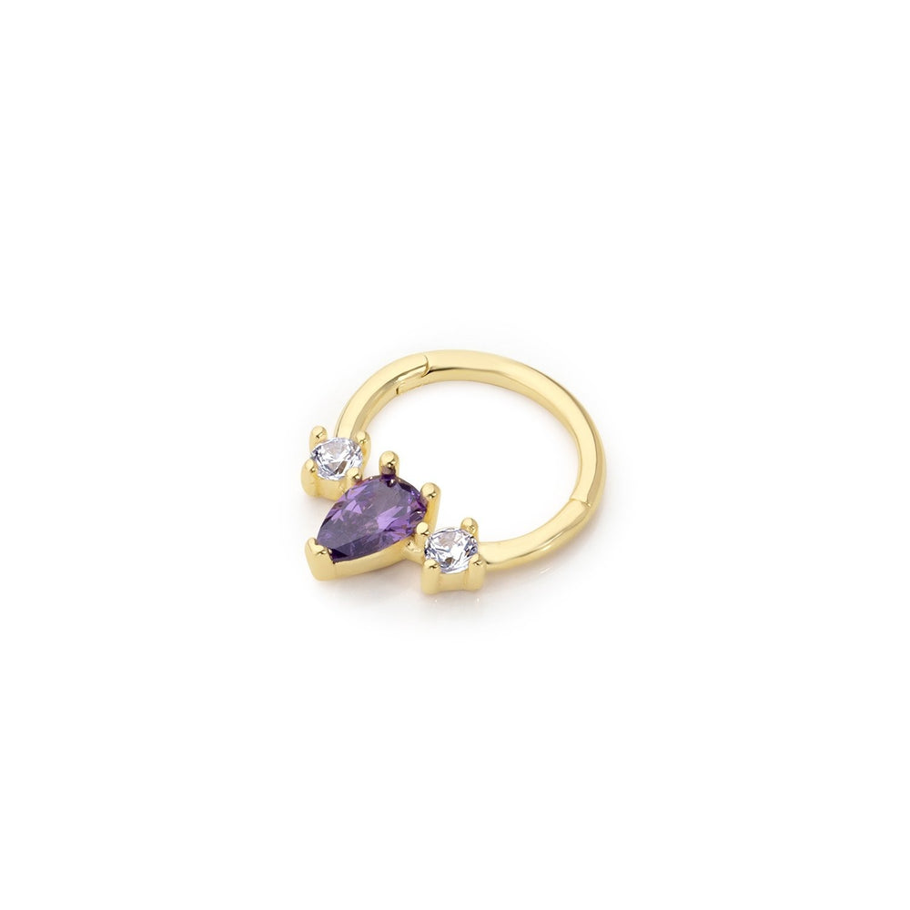 14k Gold Single Drop Purple Helix Piercing