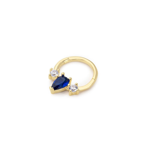 14k Gold Single Drop Dark Blue Helix Piercing