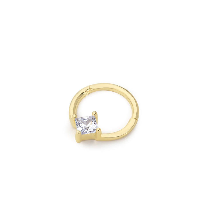 14k Gold Princess Solitaire Helix Piercing