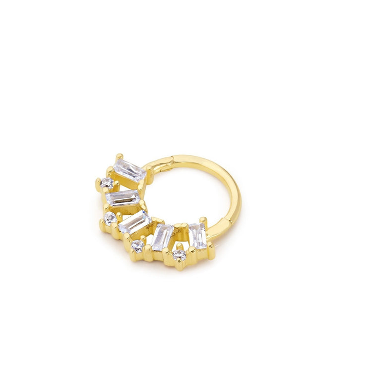 14k Gold Baguette Stone Helix Piercing