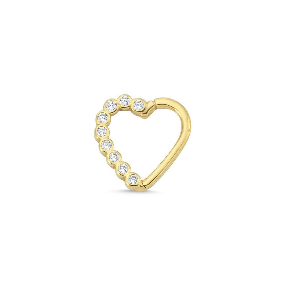 14k Gold Stone Heart Helix Piercing