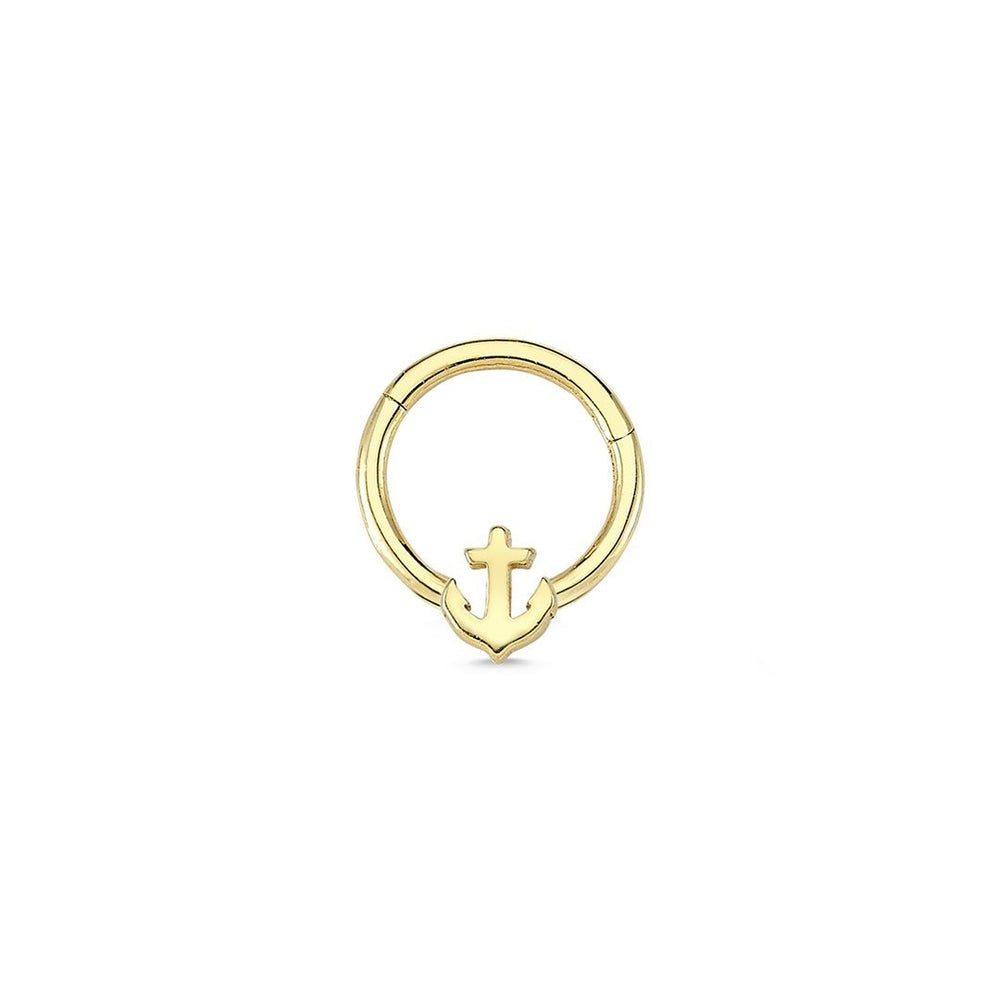 14k Gold Ship Anchor Helix Piercing