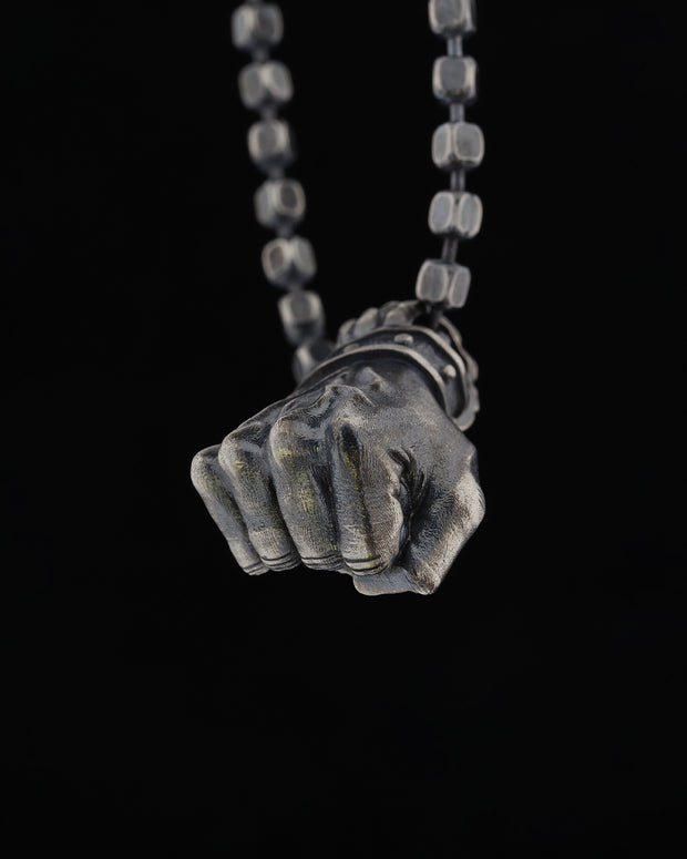 Men's Sterling Silver Fist Necklace