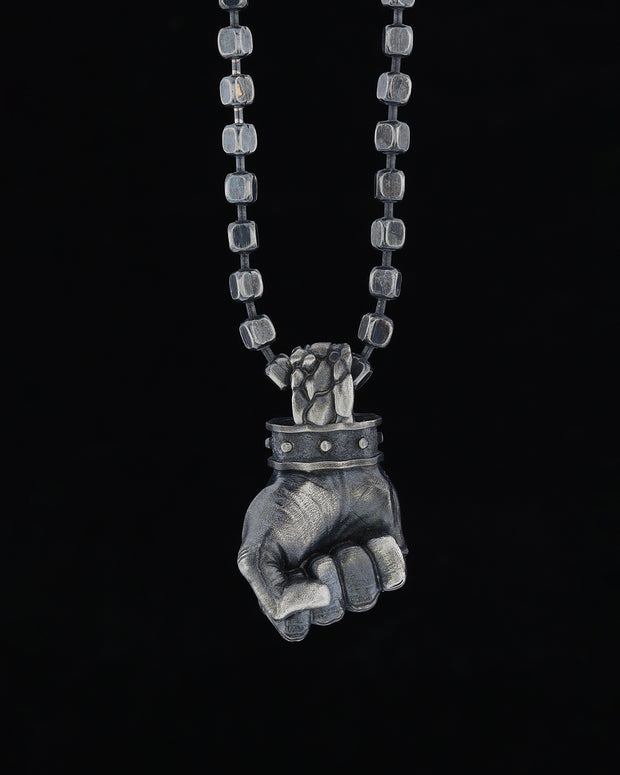 Men's Sterling Silver Fist Necklace