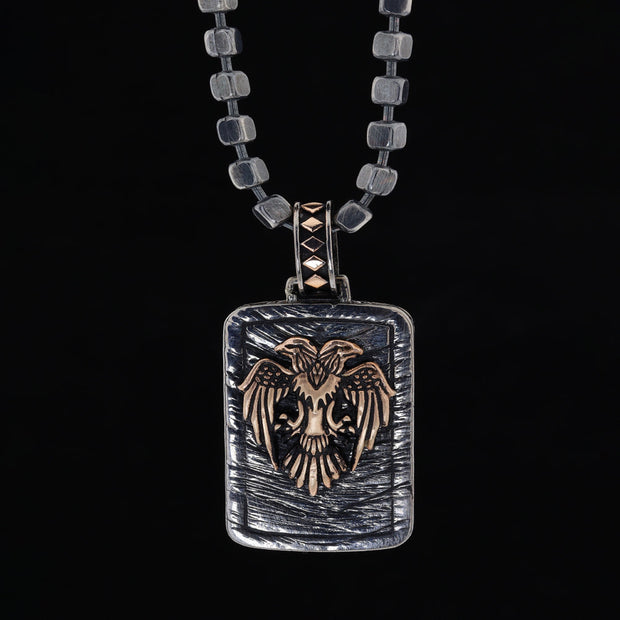 Sterling Silver Double Head Eagle Necklace