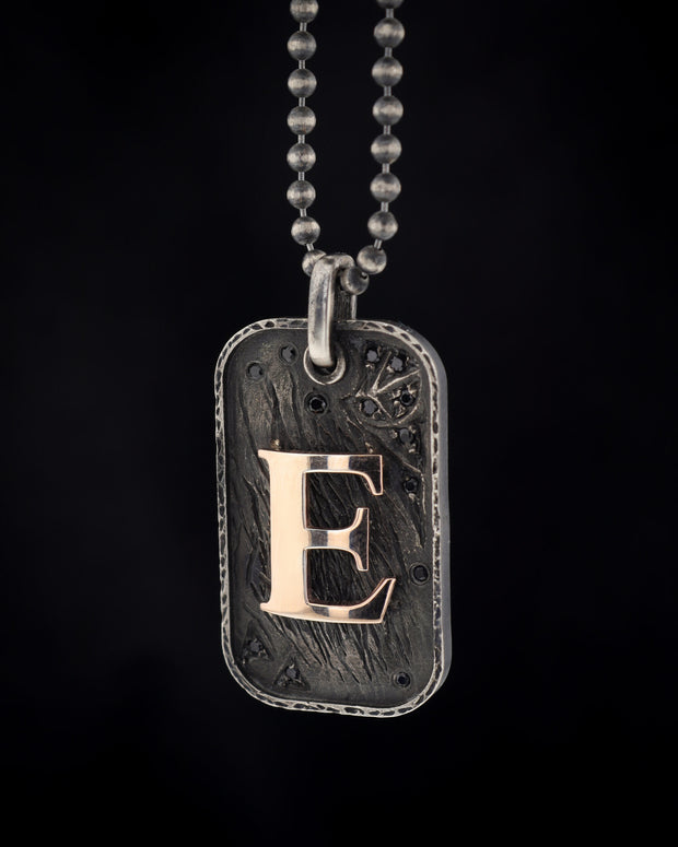 Men's Dog Tag Initial Necklace with Diamonds