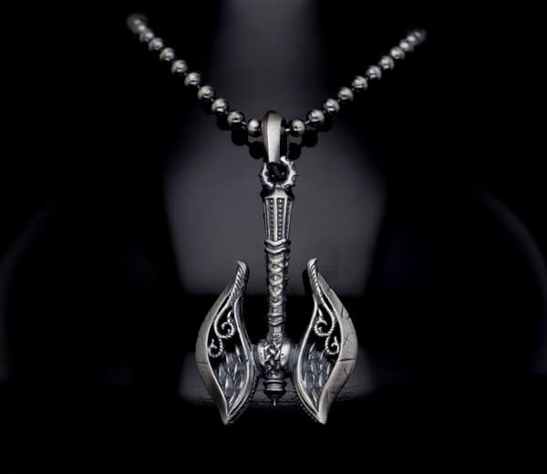 Men’s Sterling Silver Double-Sided Axe Necklace