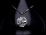 Men’s Sterling Silver Octagon Wolf Medallion Necklace