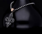 Men’s Sterling Silver Fleur De Lis Gemstone Necklace