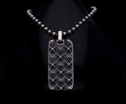 Men’s Sterling Silver Checkered Plate Necklace