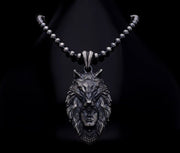 Men’s Sterling Silver 3D Wolf Necklace