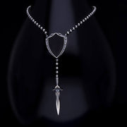 Men’s Sterling Silver Sword & Shield Necklace