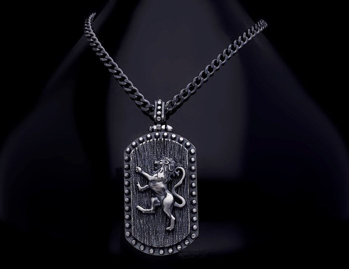 Men’s Sterling Silver Roaring Lion Necklace