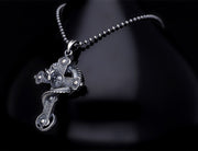 Men’s Sterling Silver Dragon Cross Necklace