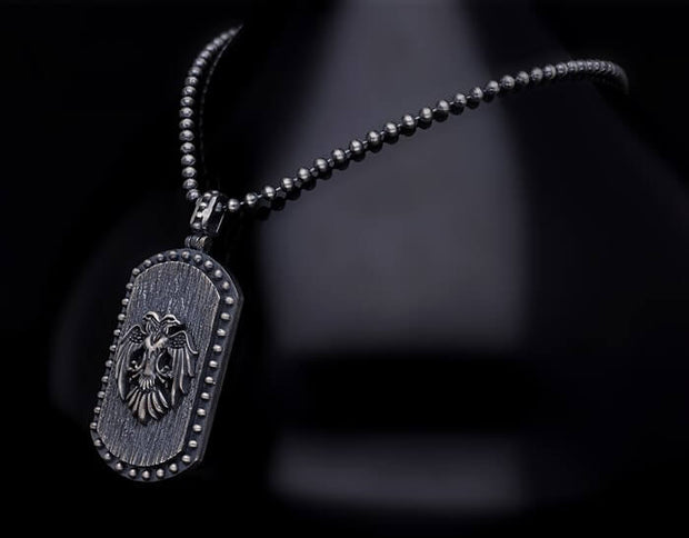 Men’s Sterling Silver Double Headed Eagle Necklace