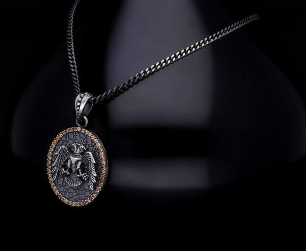 Men’s Sterling Silver Double Eagle Necklace