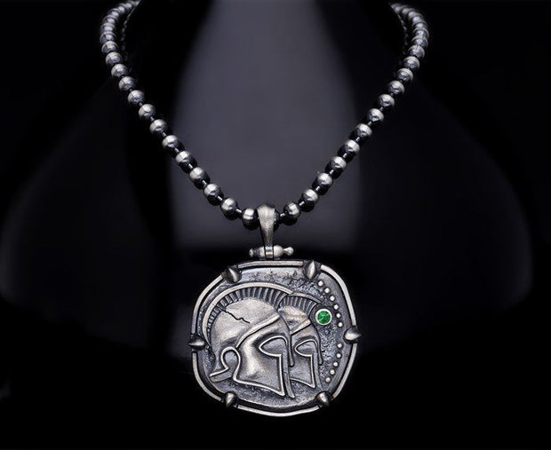 Men’s Sterling Silver Sparta Helmet Necklace