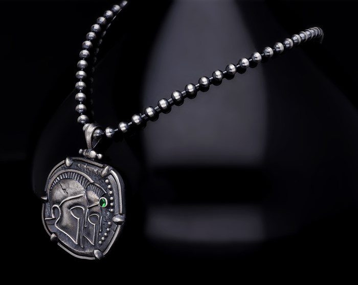 Men’s Sterling Silver Sparta Helmet Necklace