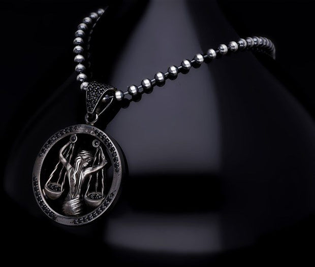 Men’s Sterling Silver Libra Zodiac Necklace