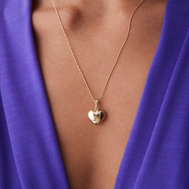 14k Gold Medium Bombe Heart Necklace