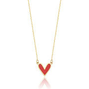 14k Gold Origami Red Heart Necklace