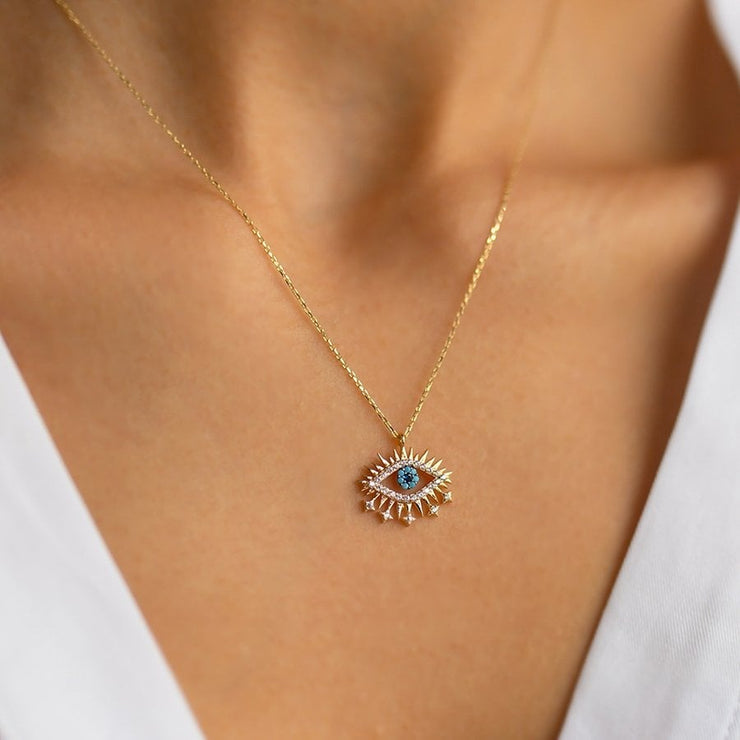 gold evil eye necklace,evil eye necklace, 14k gold evil eye necklace, evil eye necklaces, Turkish eye necklace