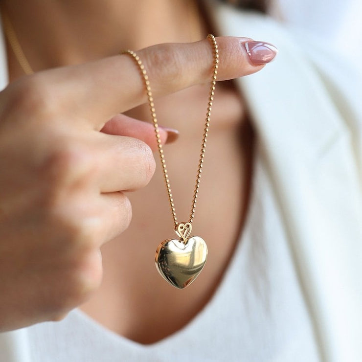 14k Gold Heart Necklace with Cover