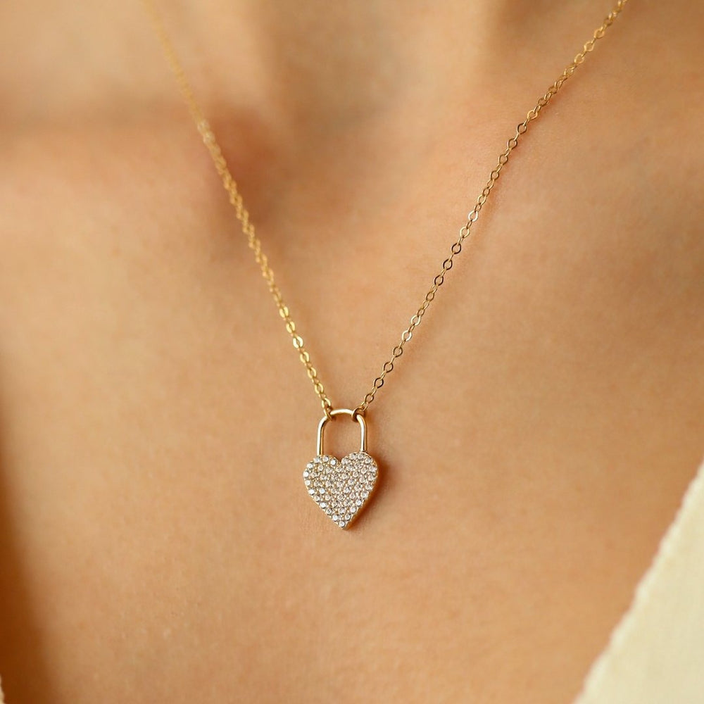 14k Gold Heart Lock Necklace