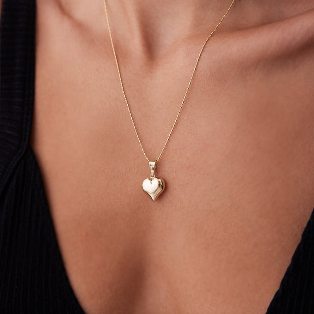 14k Gold Pieced Medium Heart Necklace