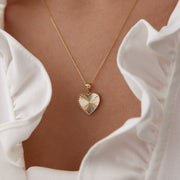 14k Gold Pen Heart Necklace